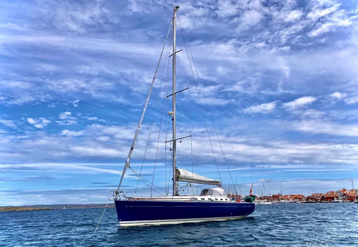 Exterior view of Blue Dawn, a Beneteau First 47.7 sailboat at Bergen, Norway