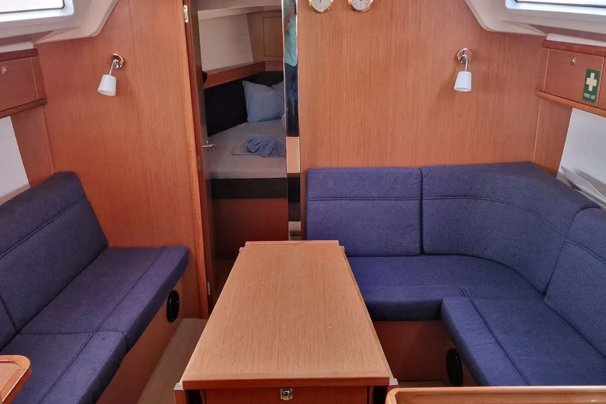 Salon of Odysseas, a Bavaria Cruiser 37 sailboat at Athens, Greece