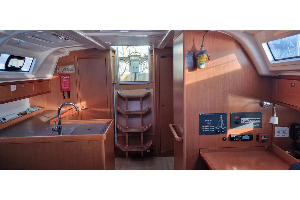 Galley of Odysseas, a Bavaria Cruiser 37 sailboat at Athens, Greece