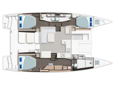 Cabin on Moorings 4200/3 Exclusive Plus, a Leopard 42 catamaran at Grand Anse, Grenada