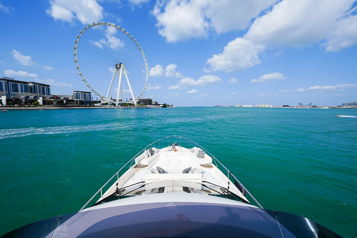 Aquilla 670, a Ferretti 670 motor yacht at Dubai Harbour, United Arab Emirates