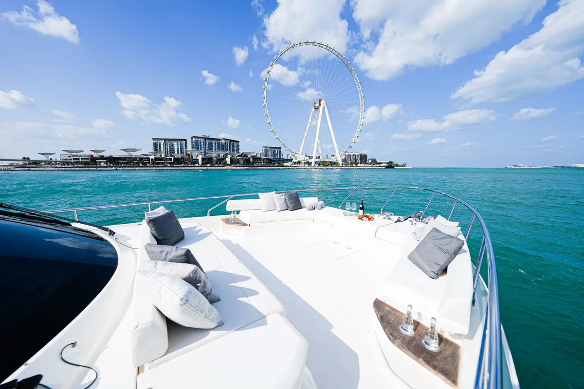 Aquilla 670, a Ferretti 670 motor yacht at Dubai Harbour, United Arab Emirates