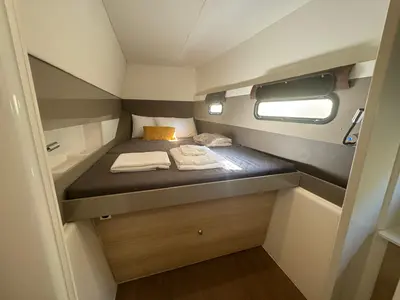 Cabin on Zeta, a Bali 4.1 catamaran at Piombino, Italy