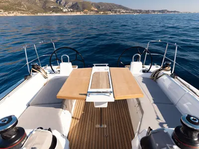 Cockpit of Oceanis 34.1 Premium, a Beneteau Oceanis 34.1 sailboat at Općina Marina, Croatia