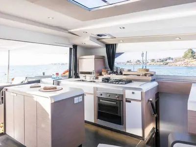 Galley of Octantis, a Fountaine Pajot Aura 51 catamaran at Porto-Vecchio, France
