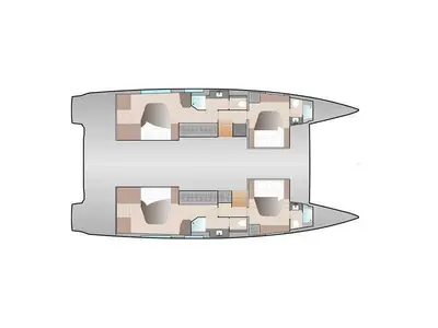 Floor plan of Octantis, a Fountaine Pajot Aura 51 catamaran at Porto-Vecchio, France