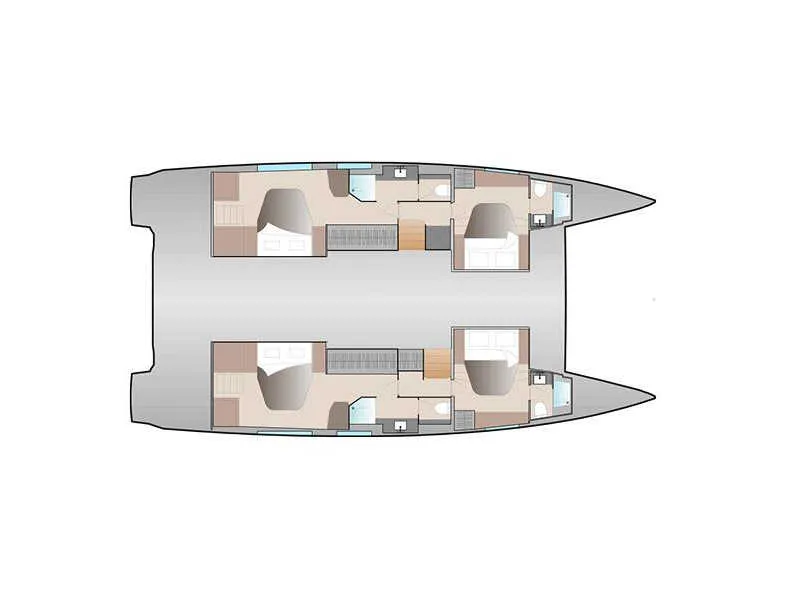 Floor plan of Octantis, a Fountaine Pajot Aura 51 catamaran at Porto-Vecchio, France