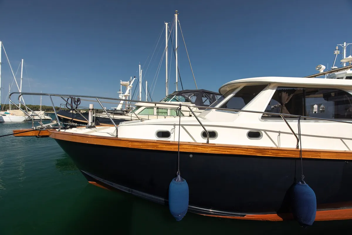 Paola, a Brodoremont Punat Adria Mare 38 motor yacht at Punat, Croatia