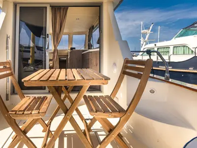 Paola, a Brodoremont Punat Adria Mare 38 motor yacht at Punat, Croatia