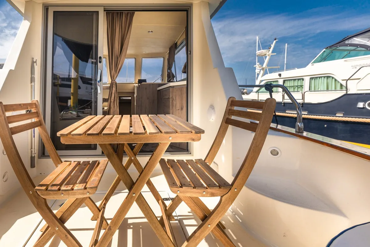 Paola, a Brodoremont Punat Adria Mare 38 motor yacht at Punat, Croatia