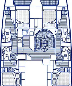Floor plan of La Pelosa II, a Leopard 45 catamaran at Roche Caiman, Seychelles