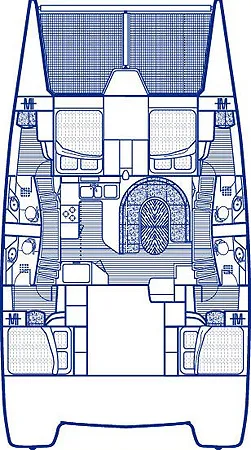 Floor plan of La Pelosa II, a Leopard 45 catamaran at Roche Caiman, Seychelles