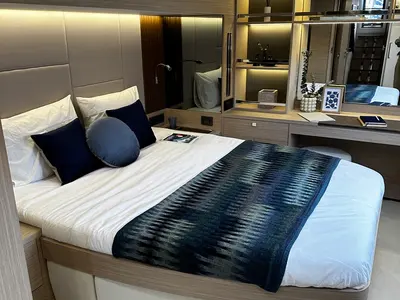 Cabin on NAMA, a Lagoon 60 catamaran at Olbia, Italy