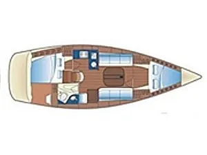 Floor plan of Northwind II, a Bavaria 35 Match sailboat at Sipias, Greece