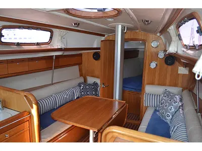 Salon of Northwind II, a Bavaria 35 Match sailboat at Sipias, Greece
