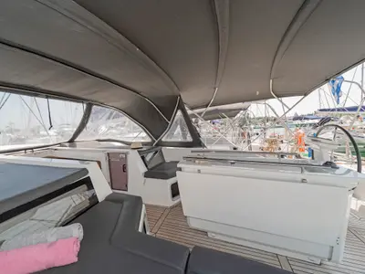 Deck of Babakita, a Beneteau Oceanis 51.1 sailboat at Kontokali, Greece
