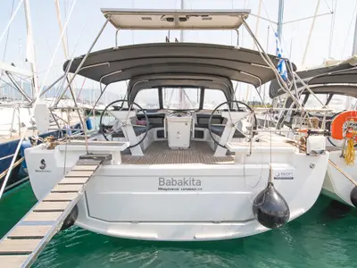 Cockpit of Babakita, a Beneteau Oceanis 51.1 sailboat at Kontokali, Greece