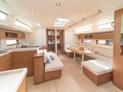 Galley of Babakita, a Beneteau Oceanis 51.1 sailboat at Kontokali, Greece