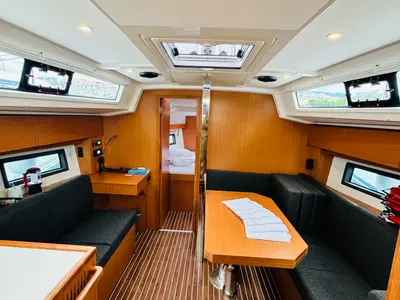 Salon of Mila, a Bavaria C38 sailboat at Novi Vinodolski, Croatia