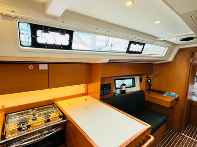 Galley of Mila, a Bavaria C38 sailboat at Novi Vinodolski, Croatia