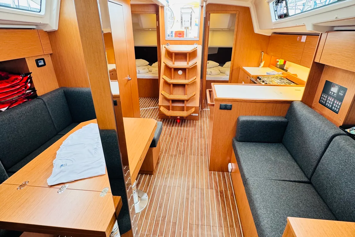 Salon of Mila, a Bavaria C38 sailboat at Novi Vinodolski, Croatia