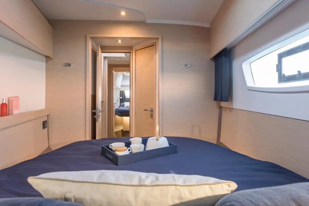 Cabin on Satellite, a Fountaine Pajot Astrea 42 catamaran at Kotor, Montenegro