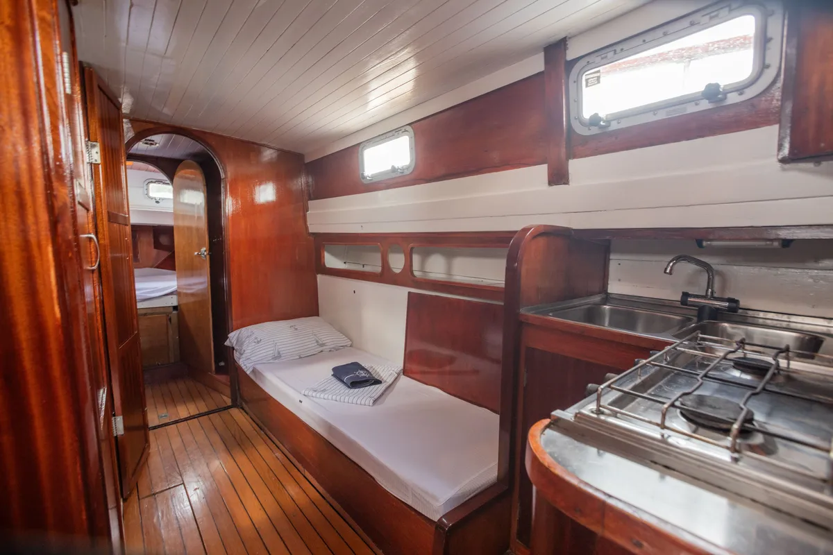 Galley of BILI, a Gulet Leut motorboat at Split, Croatia