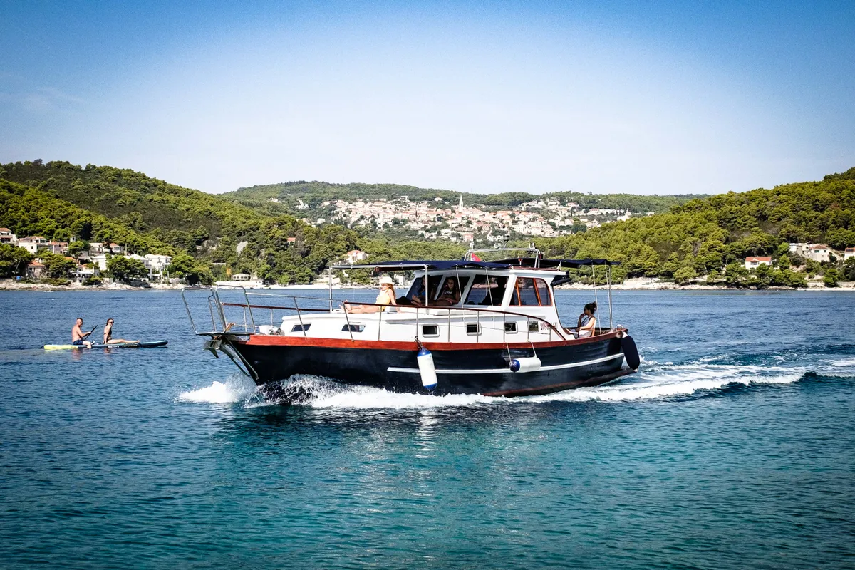 Exterior view of BILI, a Gulet Leut motorboat at Split, Croatia