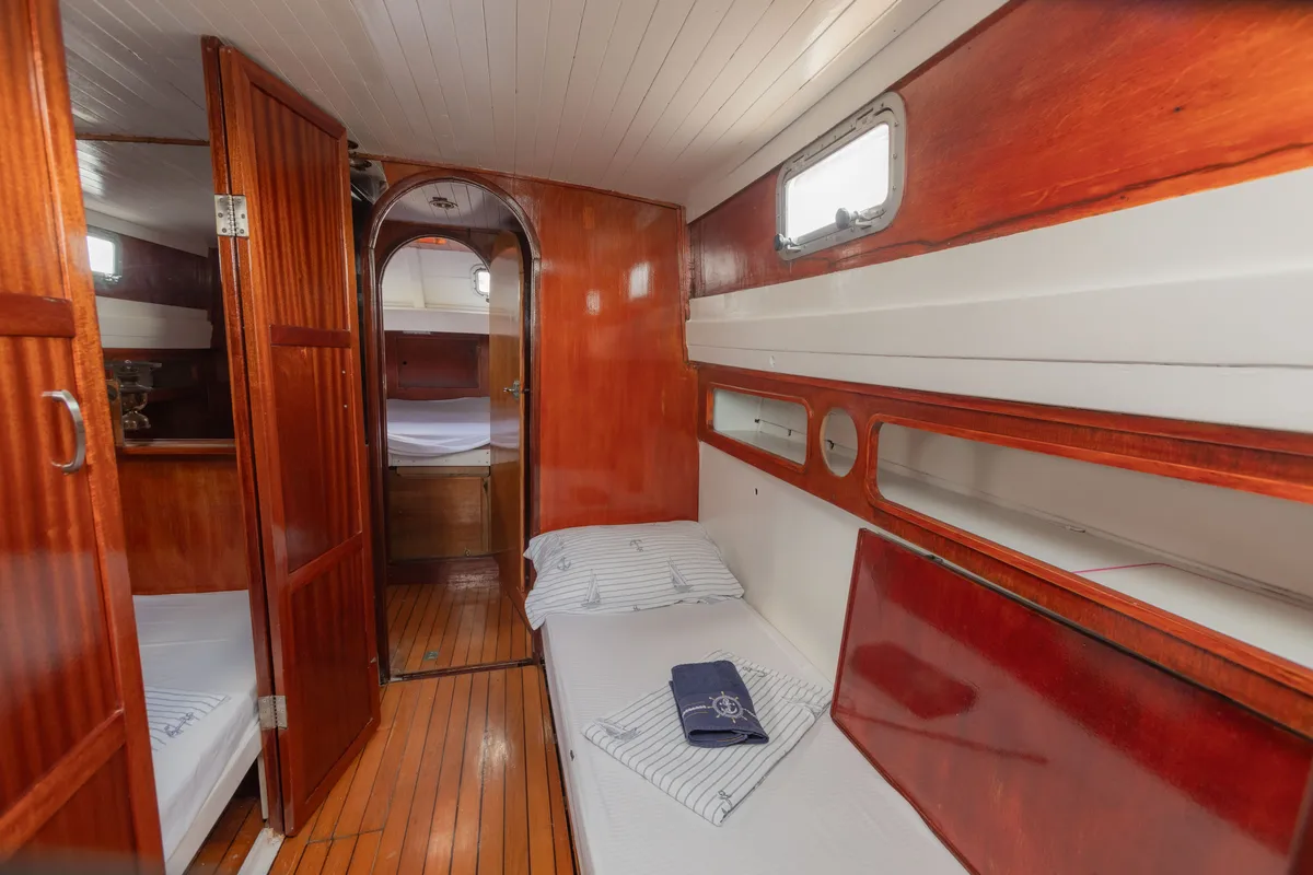 Cabin on BILI, a Gulet Leut motorboat at Split, Croatia