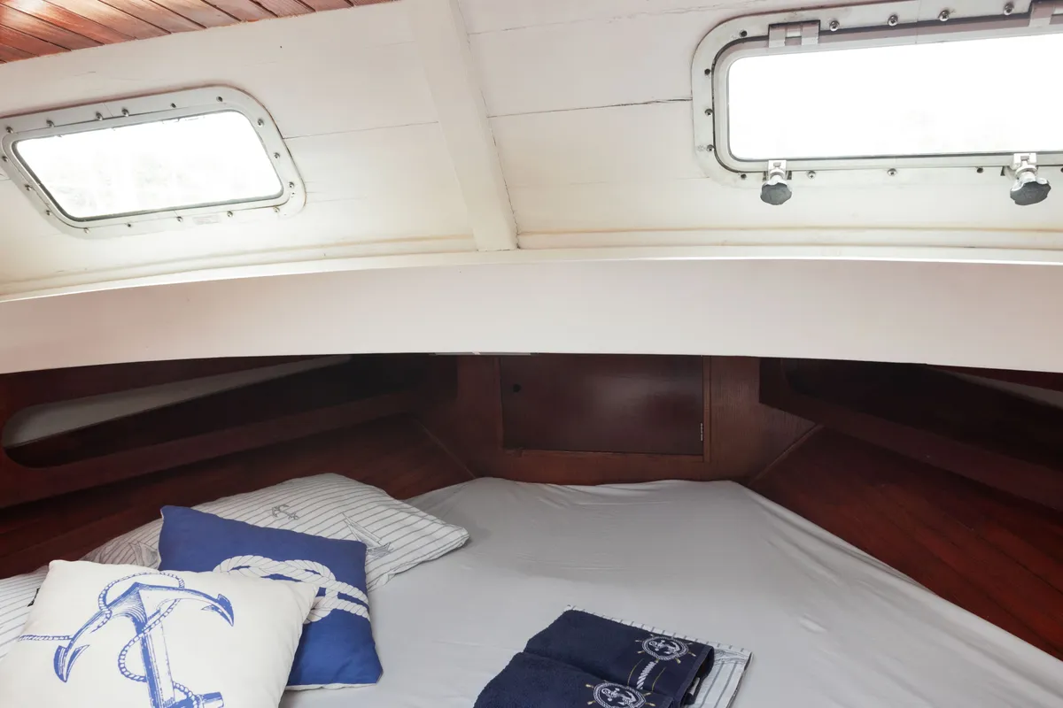 Cabin on BILI, a Gulet Leut motorboat at Split, Croatia