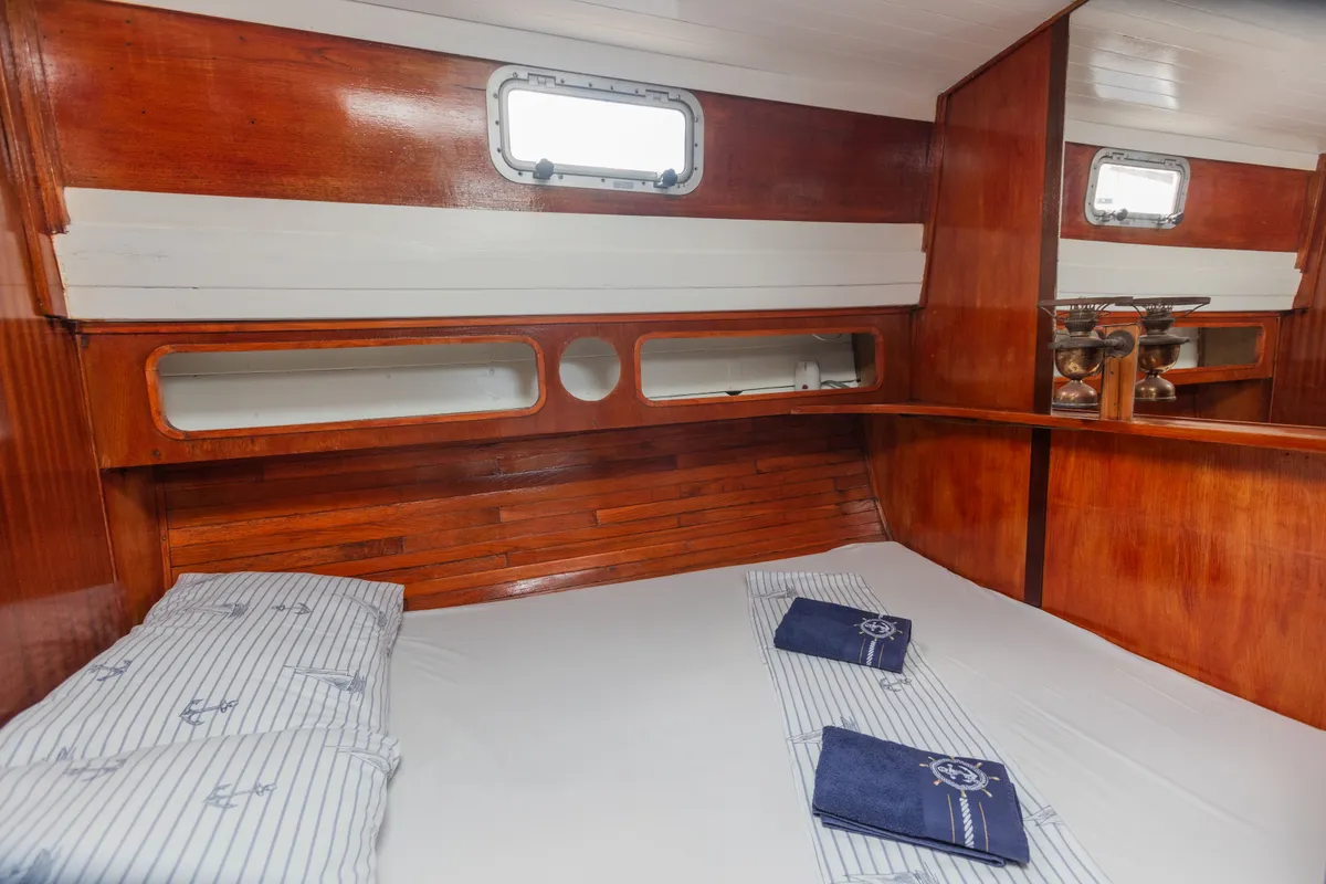 Cabin on BILI, a Gulet Leut motorboat at Split, Croatia