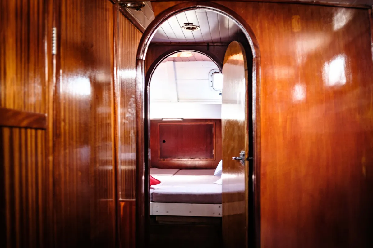 Cabin on BILI, a Gulet Leut motorboat at Split, Croatia