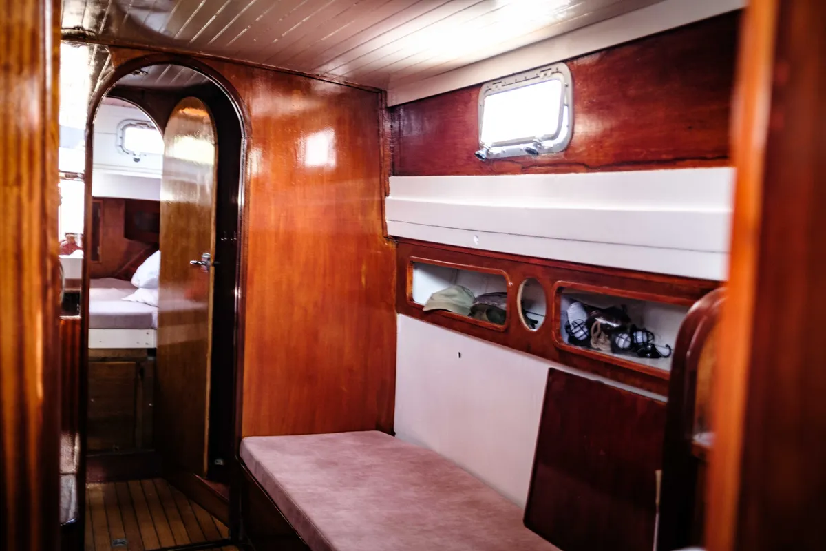 Cabin on BILI, a Gulet Leut motorboat at Split, Croatia