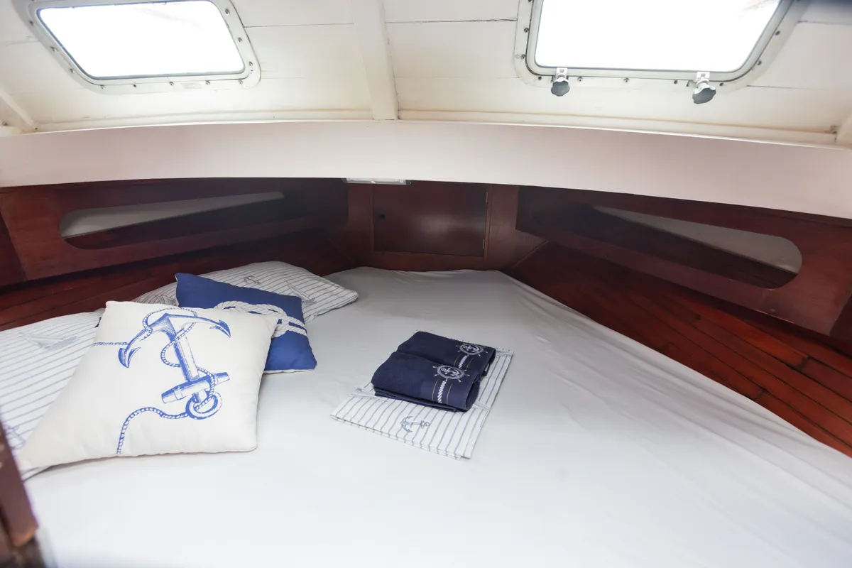 Cabin on BILI, a Gulet Leut motorboat at Split, Croatia