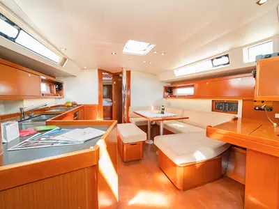 Salon of Quantum, a Beneteau Oceanis 45 sailboat at Municipal Unit of Rhodes, Greece
