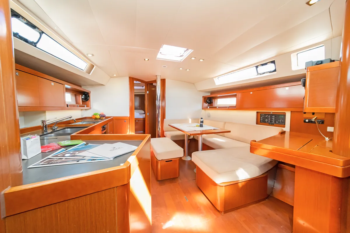 Salon of Quantum, a Beneteau Oceanis 45 sailboat at Municipal Unit of Rhodes, Greece