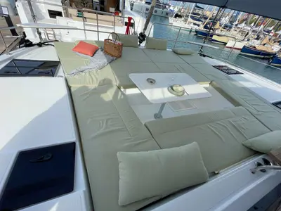 Deck of Hanna, a Bali Catsmart OW catamaran at Pirovac, Croatia