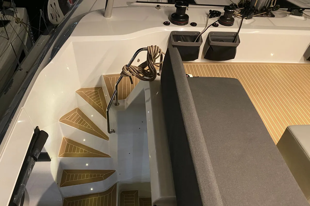 Deck of Emilia, a Lagoon 55 catamaran at Palma de Mallorca, Spain