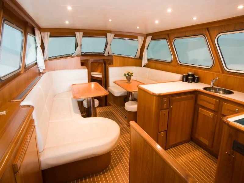 Salon of Drait 60, a De Drait Impression 1400 motorboat at Drachten, Netherlands