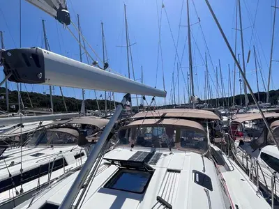 Deck of Sea Duce, a Elan Impression 50 sailboat at Grad Pula, Croatia
