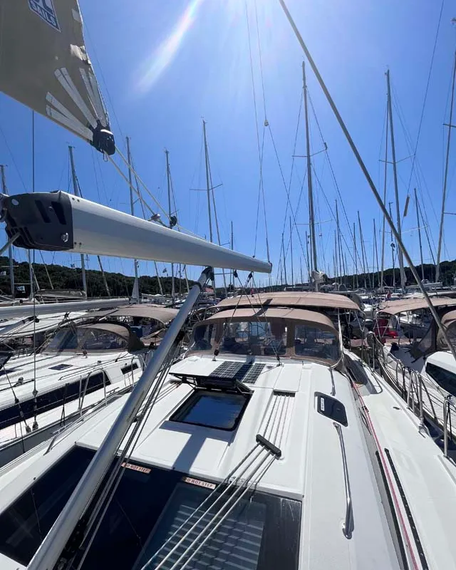 Deck of Sea Duce, a Elan Impression 50 sailboat at Grad Pula, Croatia