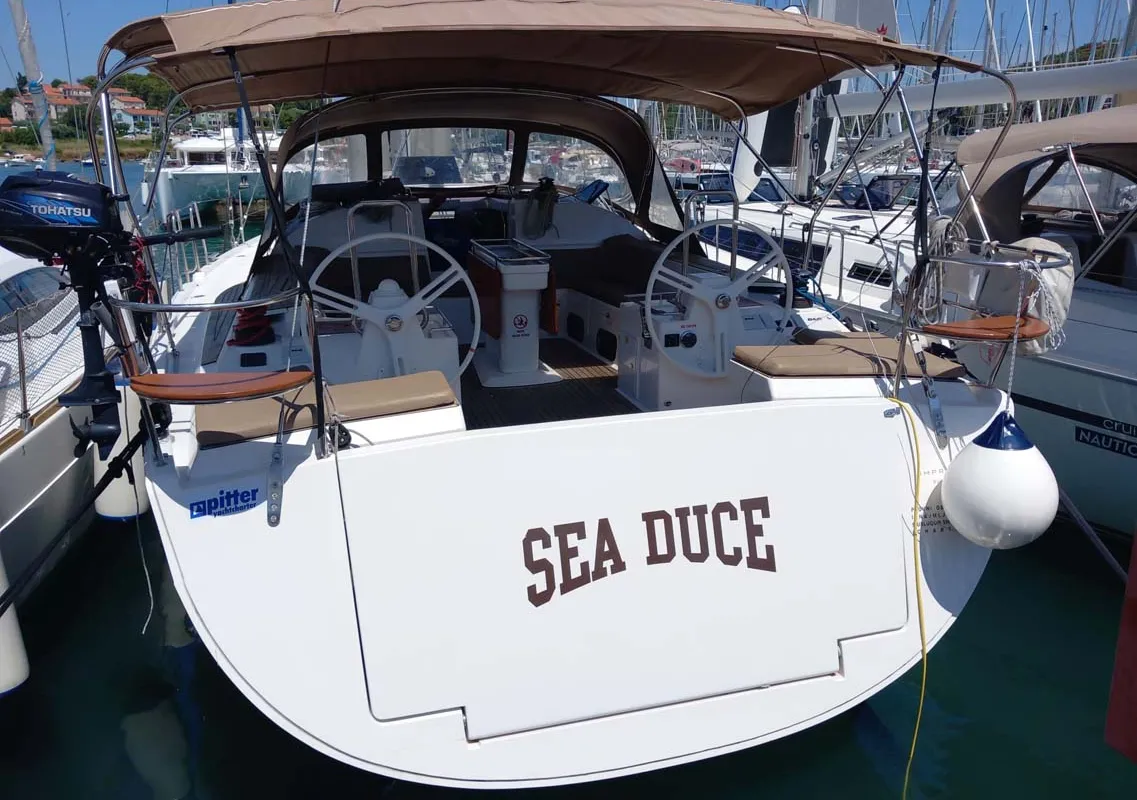 Exterior view of Sea Duce, a Elan Impression 50 sailboat at Grad Pula, Croatia