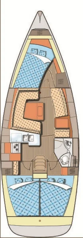 Floor plan of Mok Mok, a Elan 384 Impression sailboat at Zadar, Croatia