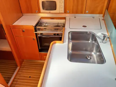 Galley of Mok Mok, a Elan 384 Impression sailboat at Zadar, Croatia