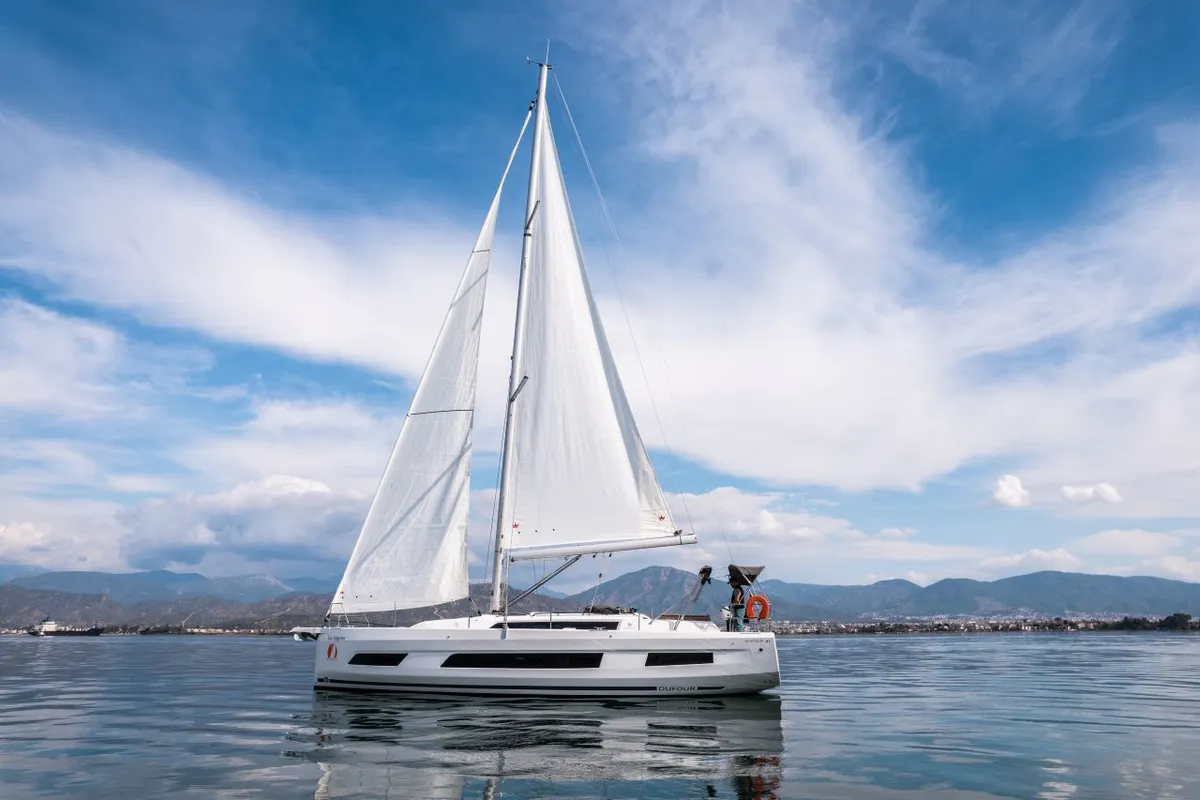 Exterior view of Los Angeles, a Dufour 41 sailboat at Fethiye, Turkey