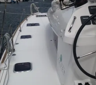 Deck of Trixi, a Lagoon 400 S2 catamaran at Pointe-à-Pitre, France