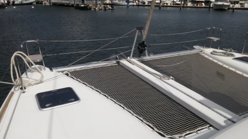 Deck of Trixi, a Lagoon 400 S2 catamaran at Pointe-à-Pitre, France