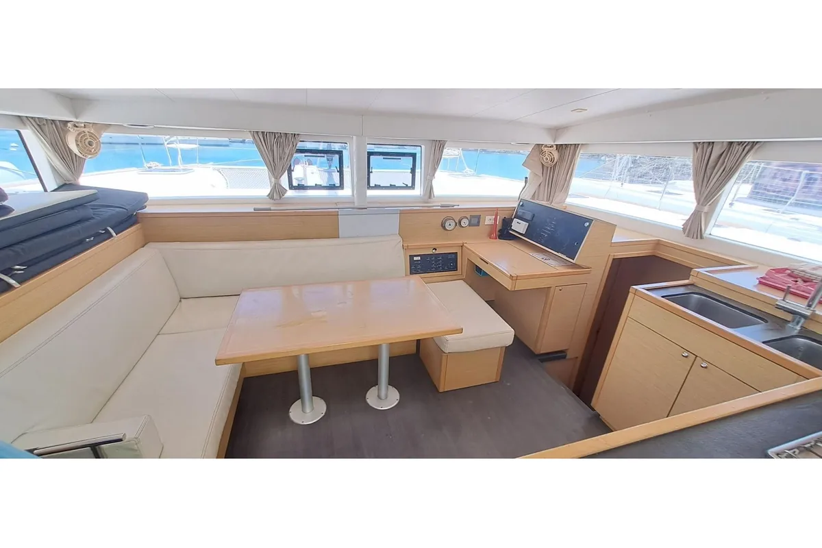 Salon of Trixi, a Lagoon 400 S2 catamaran at Pointe-à-Pitre, France