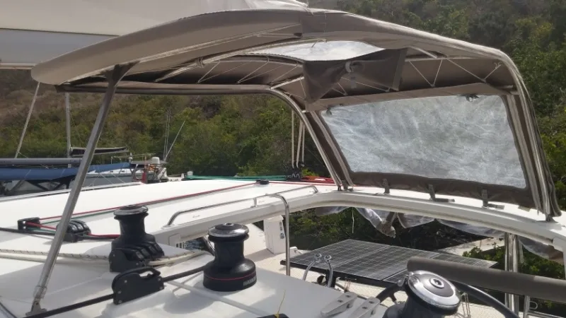 Cockpit of Trixi, a Lagoon 400 S2 catamaran at Pointe-à-Pitre, France