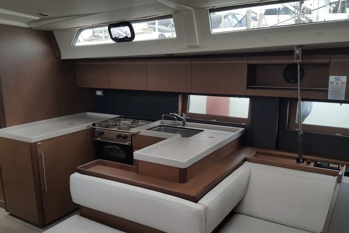 Galley of Nicolaos, a Beneteau Oceanis 51.1 sailboat at Agios Stefanos, Greece